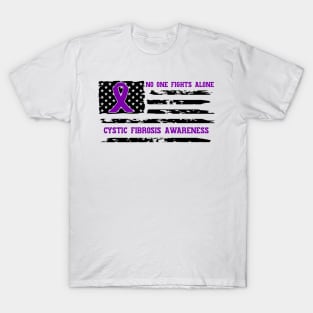 No One Fights Alone Cystic Fibrosis Awareness T-Shirt